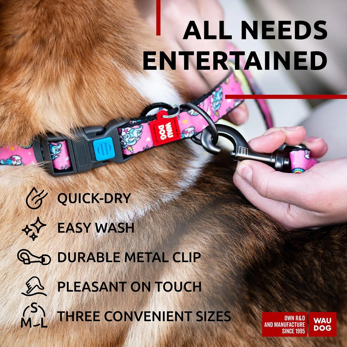 UNICORN Nylon Leash Medium w Metal Clip