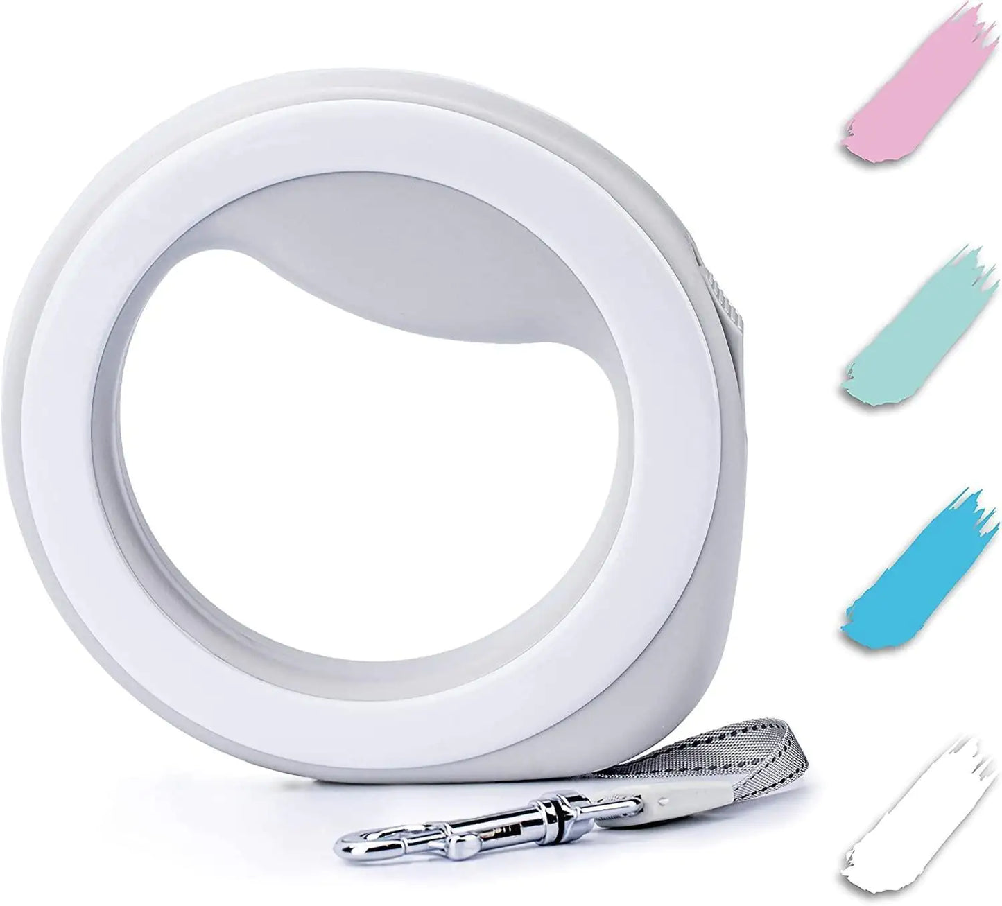 White Retractable Leash 9.5' Hands-Free