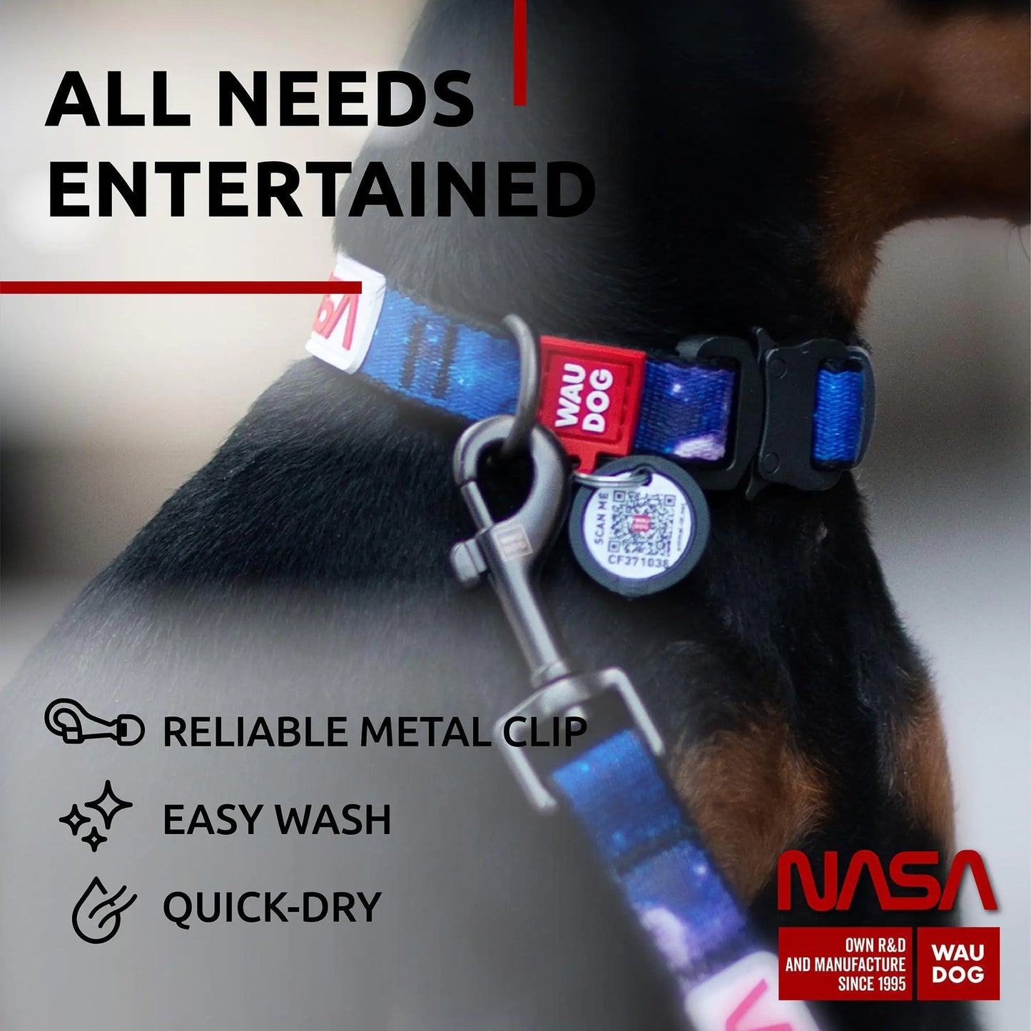 NASA Nylon Leash Small w Metal Clip