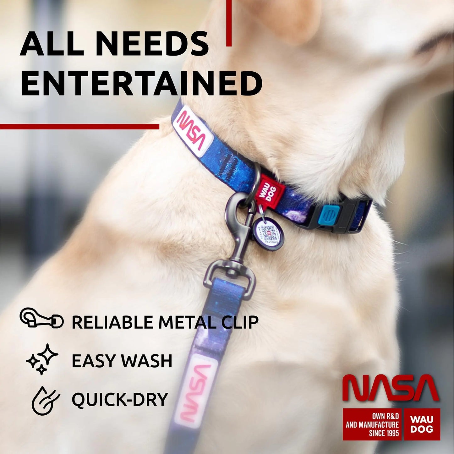 NASA Nylon Leash Large w Metal Clip