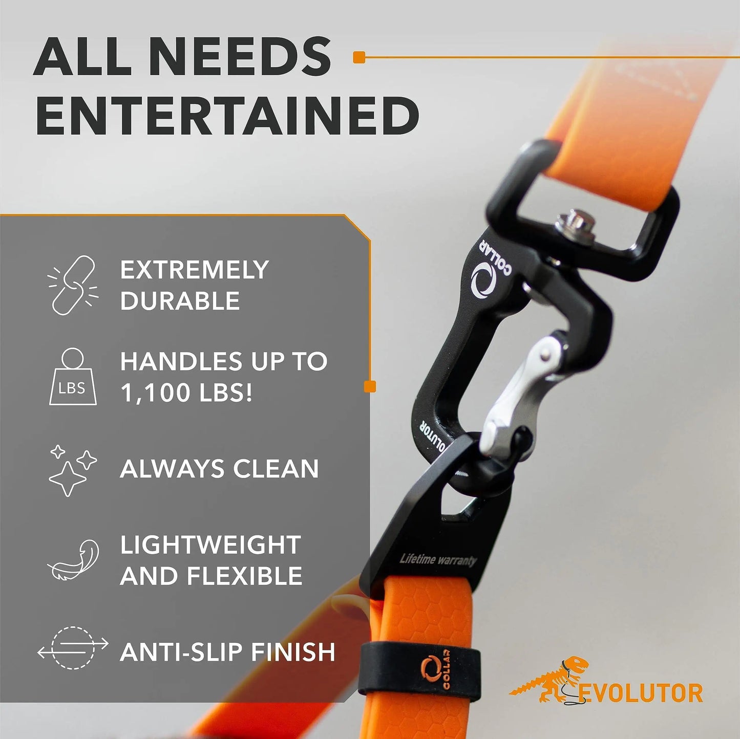 Orange CollarTex Leash Large w Carabiner