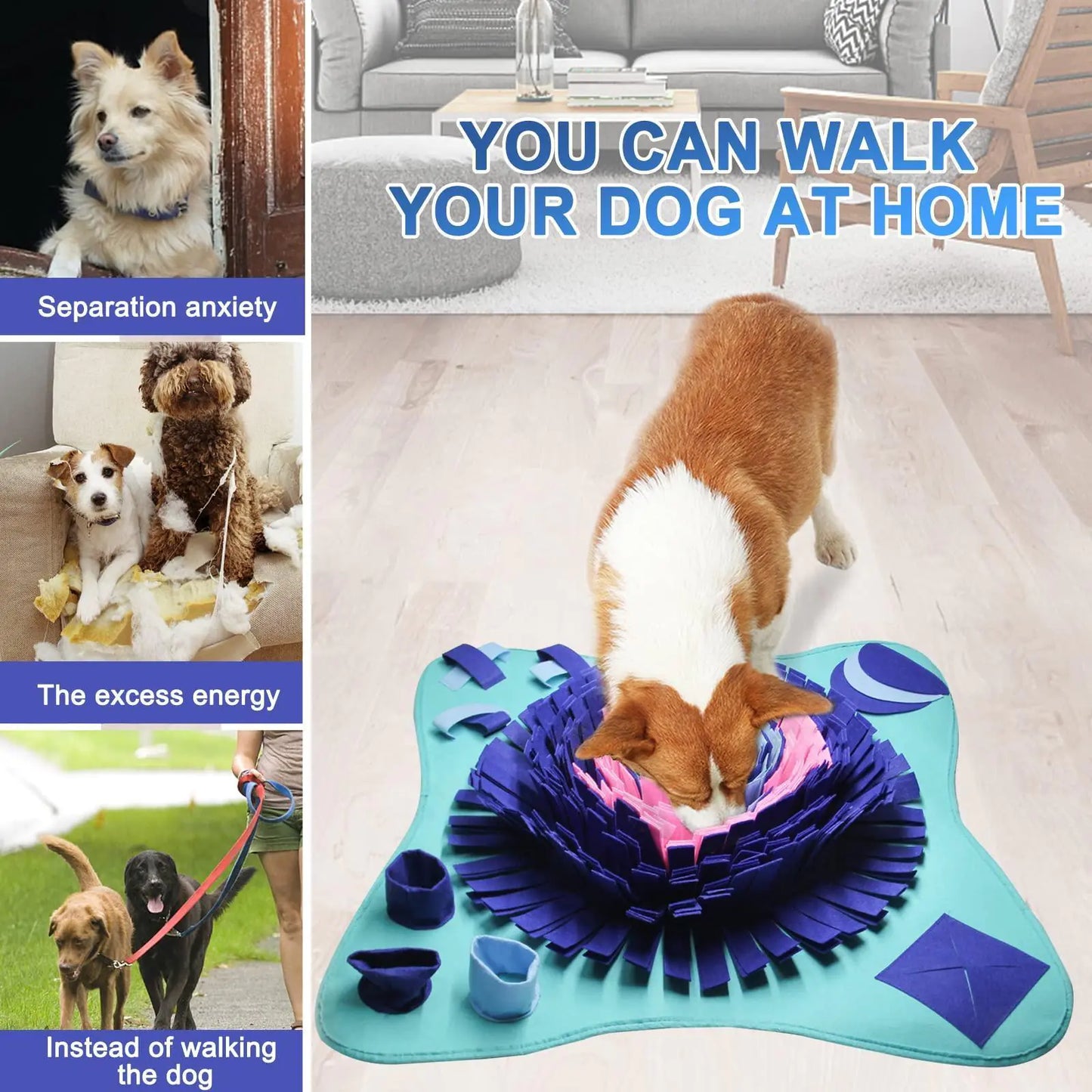 Blue Snuffle Mat 25x25 Inches