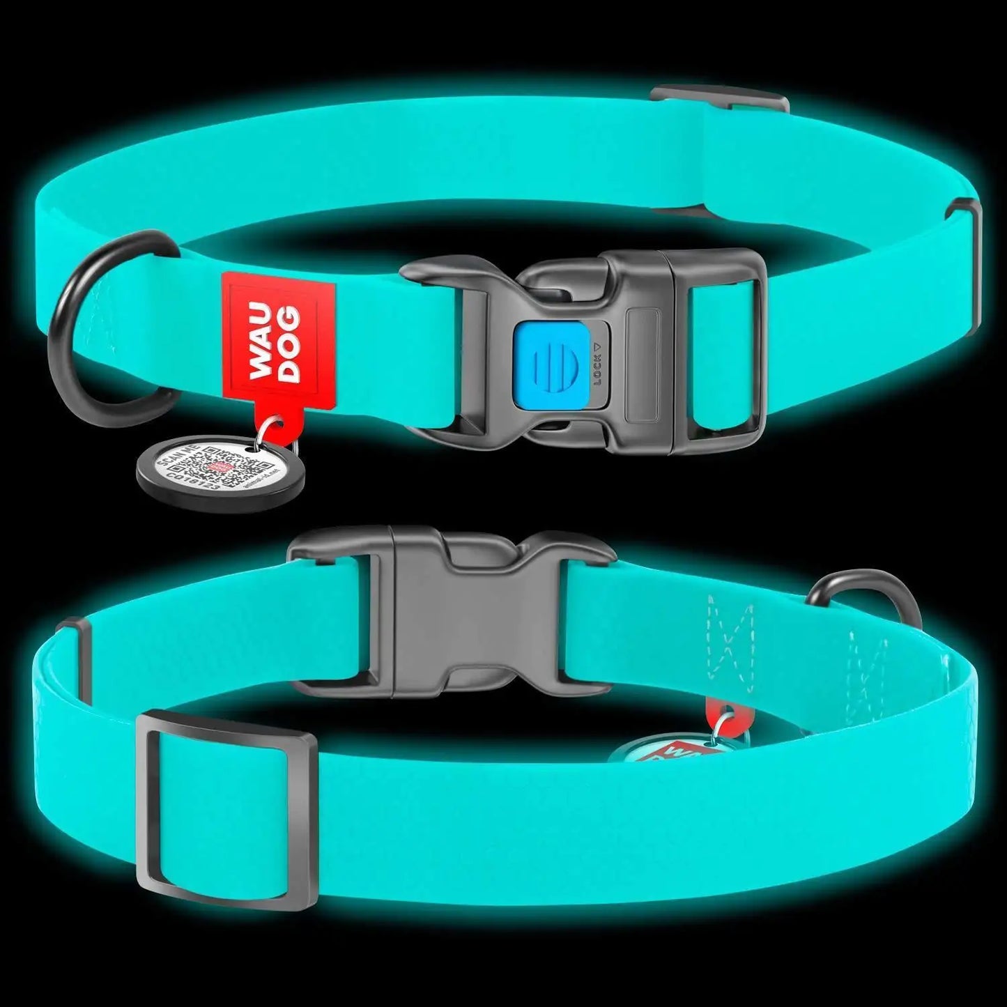 Blue CollarTex Collar Medium GLOWS IN THE DARK!